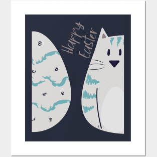 Easter Eggs and Cats Funny Easter T-Shirt Posters and Art